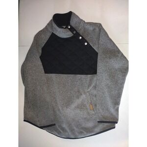 Maurices Pullover Sweatshirt Quilted Snap Button‎ Heather Gray Comfy L
